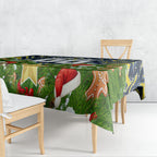 Personalised Cowboys Rugby Christmas Tablecloth Santa Rugby Mascot - Pine Wreath Festive