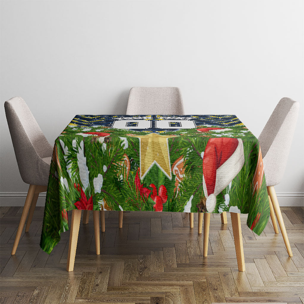 Personalised Cowboys Rugby Christmas Tablecloth Santa Rugby Mascot - Pine Wreath Festive