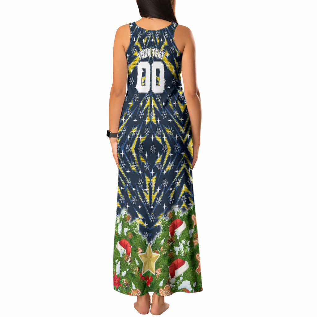 Personalised Cowboys Rugby Christmas Tank Maxi Dress Santa Rugby Mascot - Pine Wreath Festive
