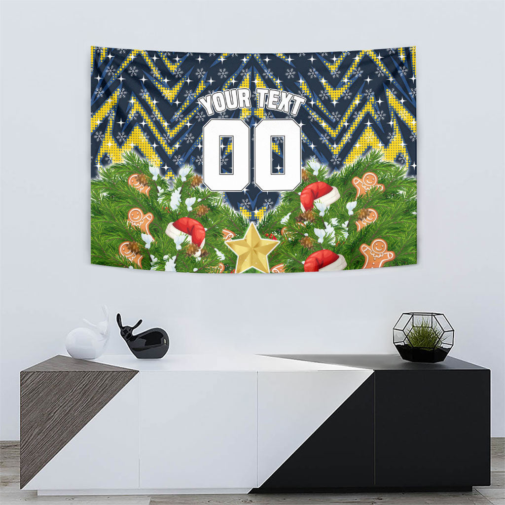 Personalised Cowboys Rugby Christmas Tapestry Santa Rugby Mascot - Pine Wreath Festive