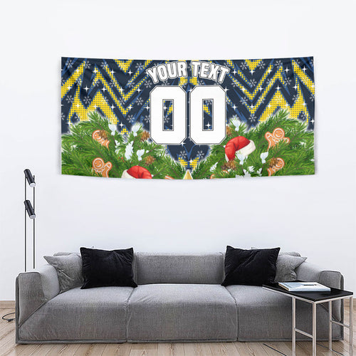 Personalised Cowboys Rugby Christmas Tapestry Santa Rugby Mascot - Pine Wreath Festive
