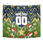 Personalised Cowboys Rugby Christmas Tapestry Santa Rugby Mascot - Pine Wreath Festive