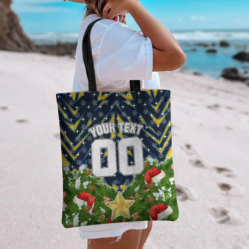 Personalised Cowboys Rugby Christmas Tote Bag Santa Rugby Mascot - Pine Wreath Festive