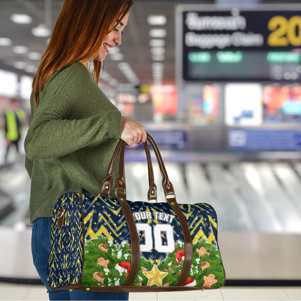 Personalised Cowboys Rugby Christmas Travel Bag Santa Rugby Mascot - Pine Wreath Festive