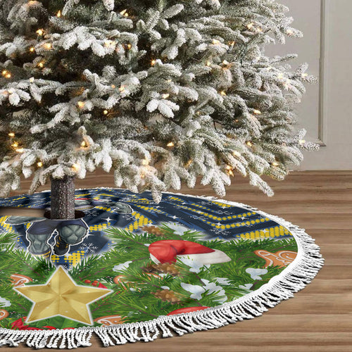 Cowboys Rugby Christmas Tree Skirt Santa Rugby Mascot - Pine Wreath Festive