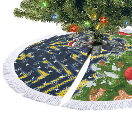 Cowboys Rugby Christmas Tree Skirt Santa Rugby Mascot - Pine Wreath Festive