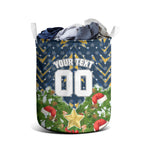 Personalised Parramatta Eels Rugby Christmas Laundry Basket Santa Rugby Mascot - Pine Wreath Festive