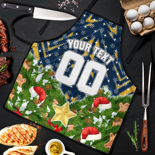 Personalised Parramatta Eels Rugby Christmas Apron Santa Rugby Mascot - Pine Wreath Festive