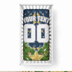 Personalised Parramatta Eels Rugby Christmas Baby Bed Cover Santa Rugby Mascot - Pine Wreath Festive