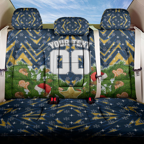 Personalised Parramatta Eels Rugby Christmas Back Car Seat Cover Santa Rugby Mascot - Pine Wreath Festive