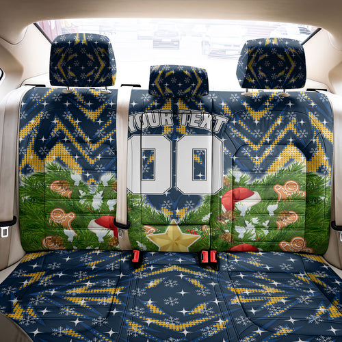 Personalised Parramatta Eels Rugby Christmas Back Car Seat Cover Santa Rugby Mascot - Pine Wreath Festive