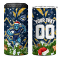 Personalised Parramatta Eels Rugby Christmas 4 in 1 Can Cooler Tumbler Santa Rugby Mascot - Pine Wreath Festive