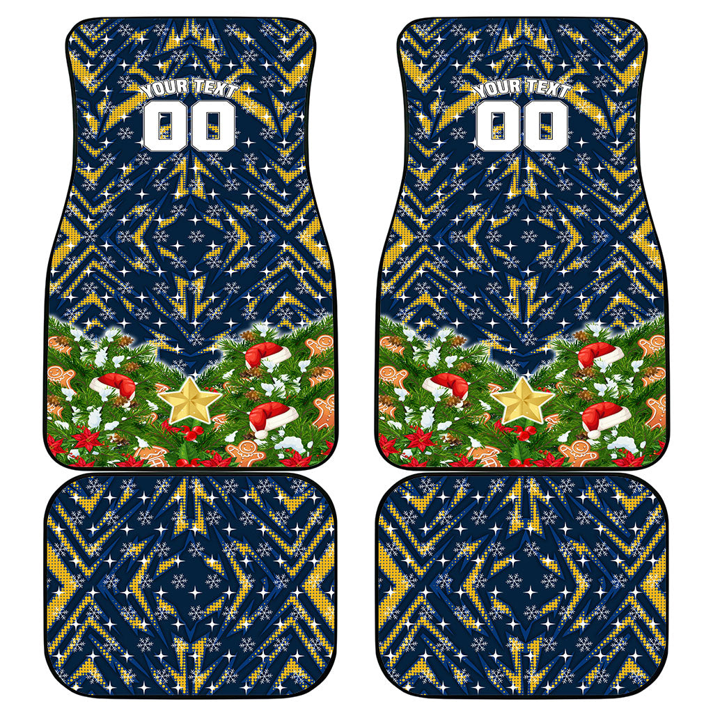 Personalised Parramatta Eels Rugby Christmas Car Mats Santa Rugby Mascot - Pine Wreath Festive