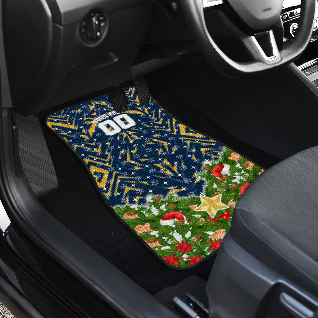 Personalised Parramatta Eels Rugby Christmas Car Mats Santa Rugby Mascot - Pine Wreath Festive