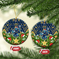Parramatta Eels Rugby Christmas Ceramic Ornament Santa Rugby Mascot - Pine Wreath Festive