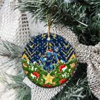 Parramatta Eels Rugby Christmas Ceramic Ornament Santa Rugby Mascot - Pine Wreath Festive