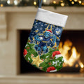 Parramatta Eels Rugby Christmas Stocking Santa Rugby Mascot - Pine Wreath Festive