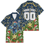 Personalised Parramatta Eels Rugby Christmas Family Matching Mermaid Dress and Hawaiian Shirt Santa Rugby Mascot - Pine Wreath Festive