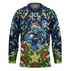 Personalised Parramatta Eels Rugby Christmas Hockey Jersey Santa Rugby Mascot - Pine Wreath Festive