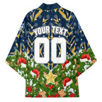 Personalised Parramatta Eels Rugby Christmas Kimono Santa Rugby Mascot - Pine Wreath Festive