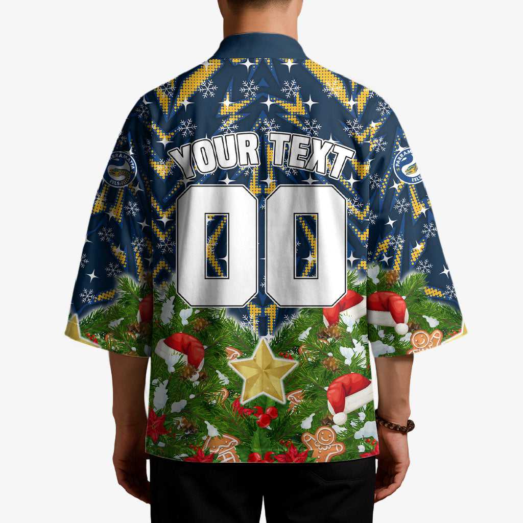 Personalised Parramatta Eels Rugby Christmas Kimono Santa Rugby Mascot - Pine Wreath Festive