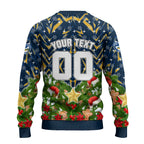 Personalised Parramatta Eels Rugby Christmas Ugly Christmas Sweater Santa Rugby Mascot - Pine Wreath Festive