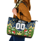 Personalised Parramatta Eels Rugby Christmas Leather Tote Bag Santa Rugby Mascot - Pine Wreath Festive