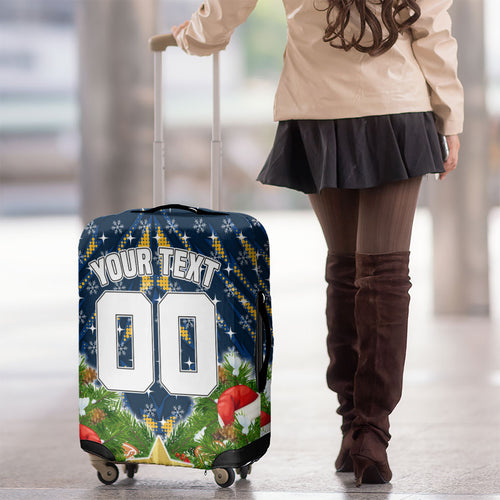 Personalised Parramatta Eels Rugby Christmas Luggage Cover Santa Rugby Mascot - Pine Wreath Festive