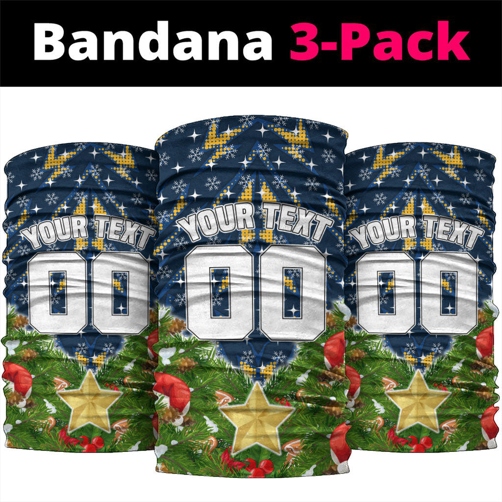 Personalised Parramatta Eels Rugby Christmas Neck Gaiter Santa Rugby Mascot - Pine Wreath Festive