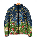 Personalised Parramatta Eels Rugby Christmas Padded Jacket Santa Rugby Mascot - Pine Wreath Festive