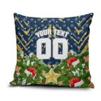 Personalised Parramatta Eels Rugby Christmas Pillow Cover Santa Rugby Mascot - Pine Wreath Festive
