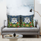 Personalised Parramatta Eels Rugby Christmas Pillow Cover Santa Rugby Mascot - Pine Wreath Festive