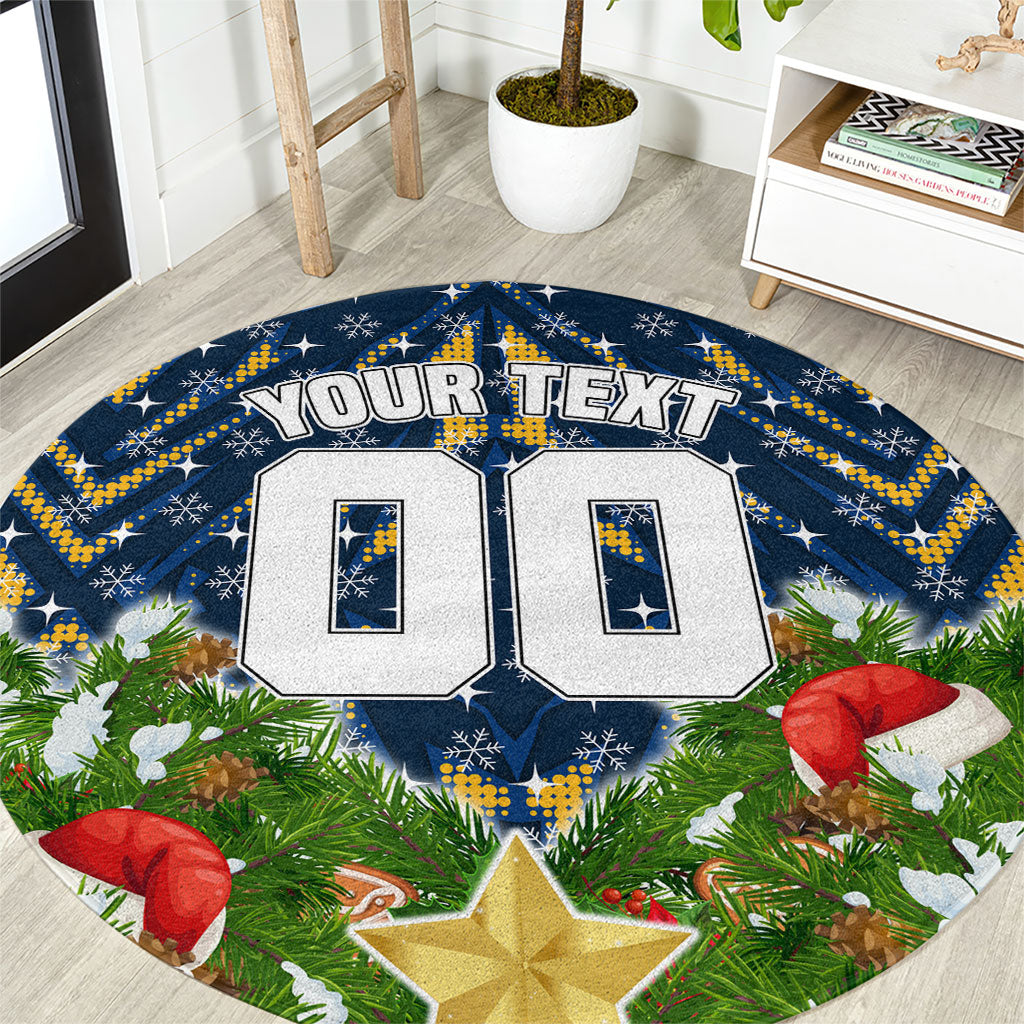 Personalised Parramatta Eels Rugby Christmas Round Carpet Santa Rugby Mascot - Pine Wreath Festive