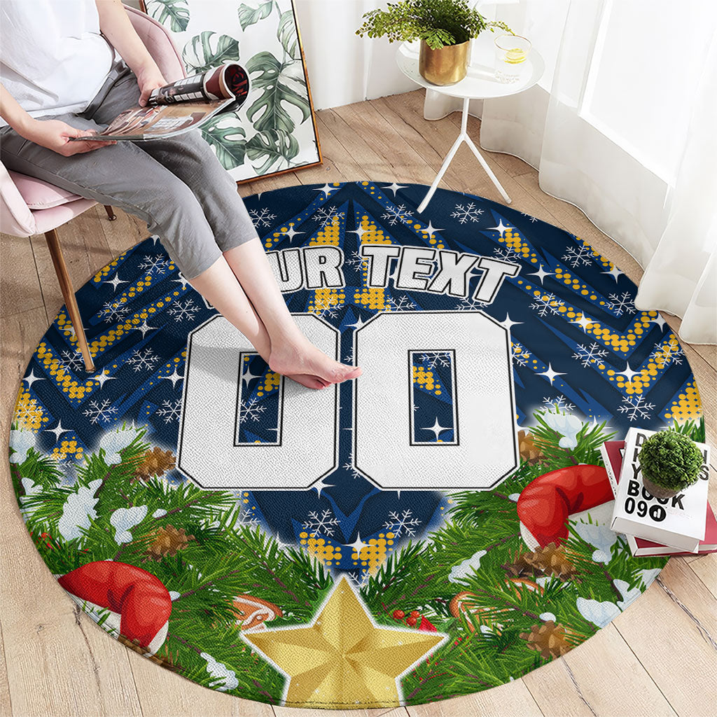 Personalised Parramatta Eels Rugby Christmas Round Carpet Santa Rugby Mascot - Pine Wreath Festive