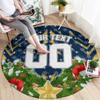 Personalised Parramatta Eels Rugby Christmas Round Carpet Santa Rugby Mascot - Pine Wreath Festive