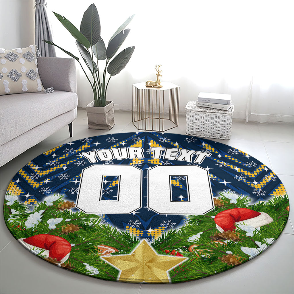 Personalised Parramatta Eels Rugby Christmas Round Carpet Santa Rugby Mascot - Pine Wreath Festive
