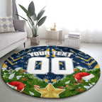Personalised Parramatta Eels Rugby Christmas Round Carpet Santa Rugby Mascot - Pine Wreath Festive