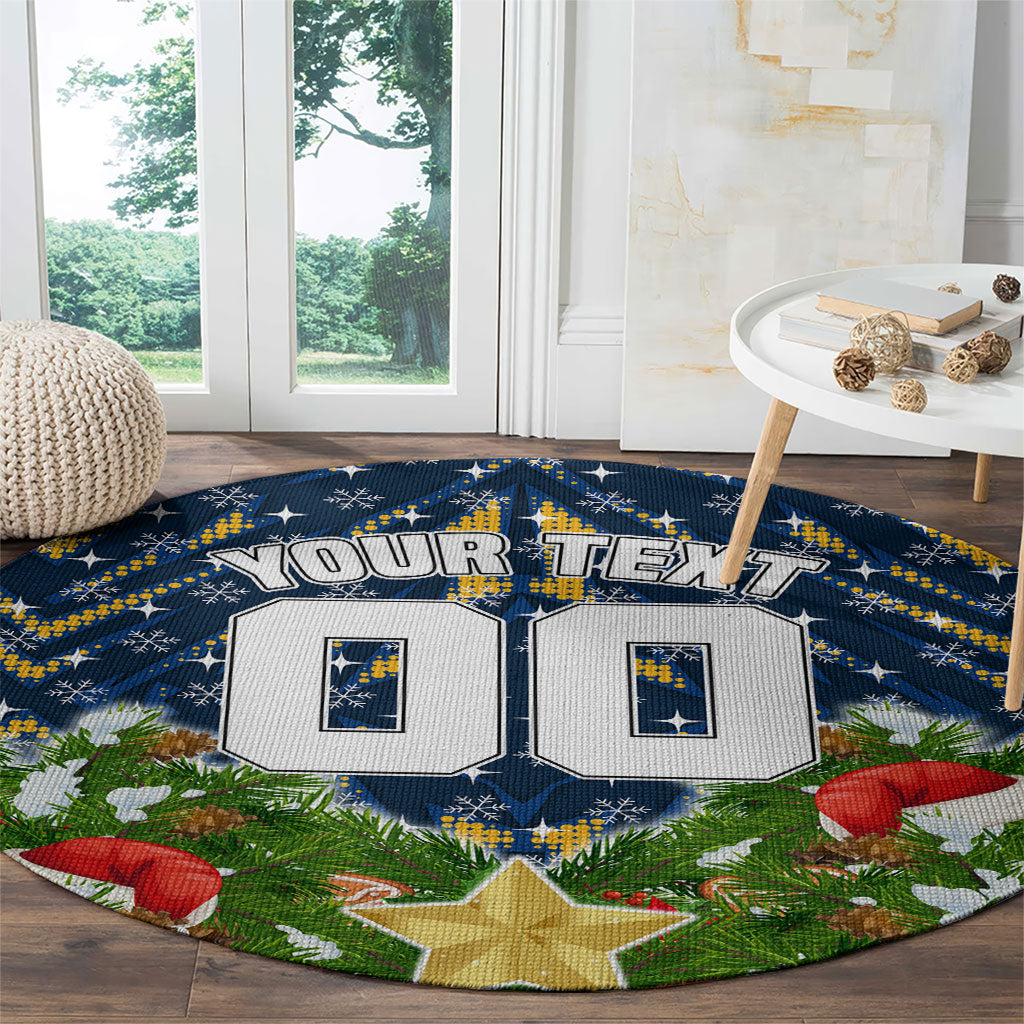 Personalised Parramatta Eels Rugby Christmas Round Carpet Santa Rugby Mascot - Pine Wreath Festive
