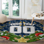 Personalised Parramatta Eels Rugby Christmas Round Carpet Santa Rugby Mascot - Pine Wreath Festive