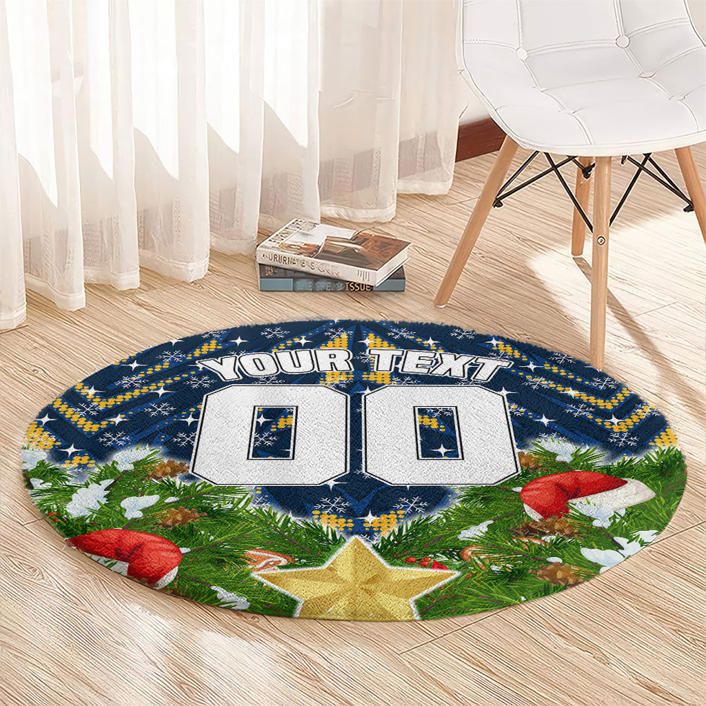 Personalised Parramatta Eels Rugby Christmas Round Carpet Santa Rugby Mascot - Pine Wreath Festive