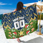Personalised Parramatta Eels Rugby Christmas Sarong Santa Rugby Mascot - Pine Wreath Festive