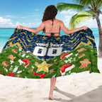 Personalised Parramatta Eels Rugby Christmas Sarong Santa Rugby Mascot - Pine Wreath Festive