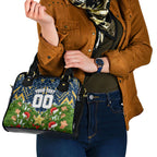 Personalised Parramatta Eels Rugby Christmas Shoulder Handbag Santa Rugby Mascot - Pine Wreath Festive