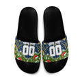 Personalised Parramatta Eels Rugby Christmas Slide Sandals Santa Rugby Mascot - Pine Wreath Festive