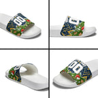 Personalised Parramatta Eels Rugby Christmas Slide Sandals Santa Rugby Mascot - Pine Wreath Festive