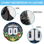 Personalised Parramatta Eels Rugby Christmas Spare Tire Cover Santa Rugby Mascot - Pine Wreath Festive