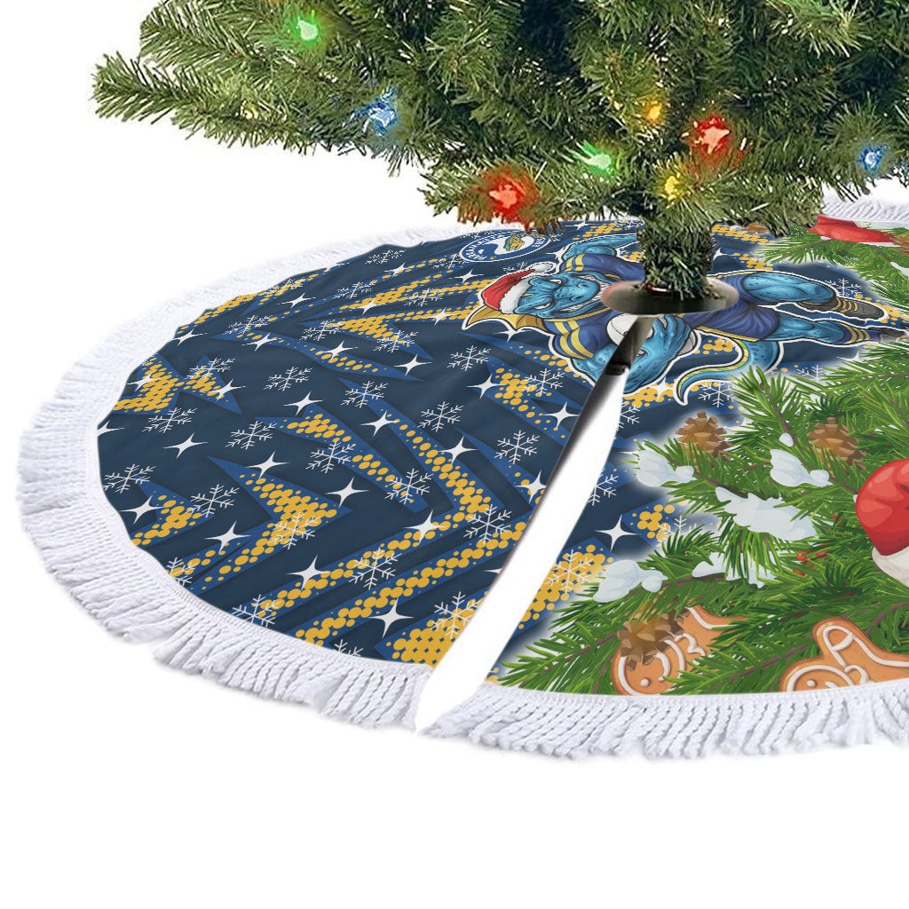 Parramatta Eels Rugby Christmas Tree Skirt Santa Rugby Mascot - Pine Wreath Festive