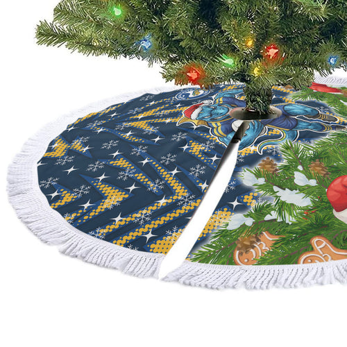 Parramatta Eels Rugby Christmas Tree Skirt Santa Rugby Mascot - Pine Wreath Festive