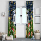 Personalised Parramatta Eels Rugby Christmas Window Curtain Santa Rugby Mascot - Pine Wreath Festive