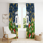 Personalised Parramatta Eels Rugby Christmas Window Curtain Santa Rugby Mascot - Pine Wreath Festive